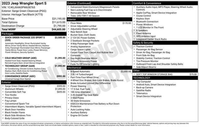 2023 Jeep Wrangler Sport S