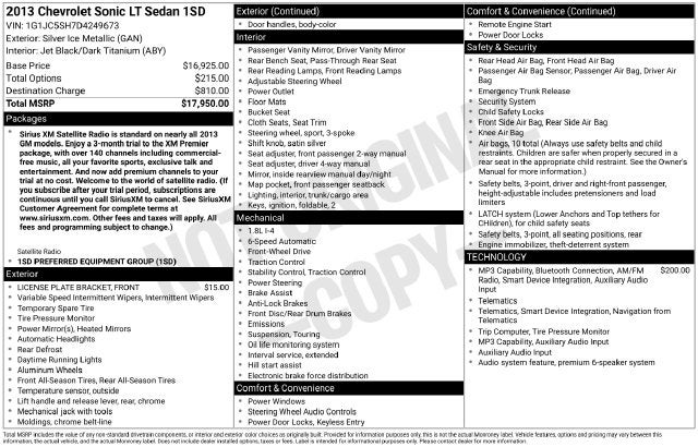 2013 Chevrolet Sonic LT