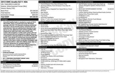 2012 GMC Acadia SLT1