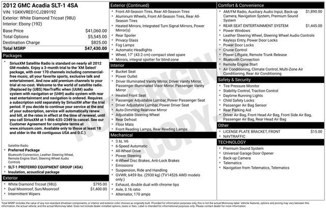2012 GMC Acadia SLT1