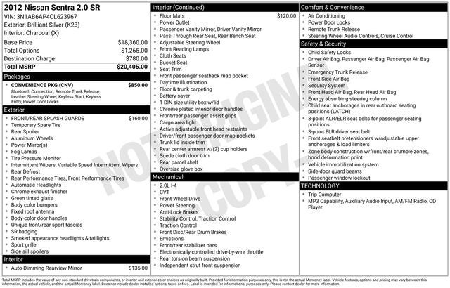2012 Nissan Sentra 2.0 SR