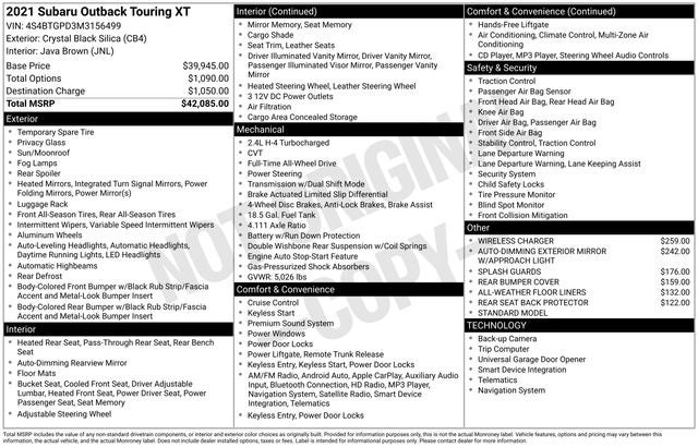 2021 Subaru Outback Touring XT