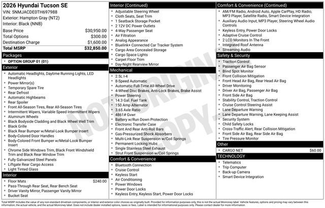 2026 Hyundai TUCSON SE AWD