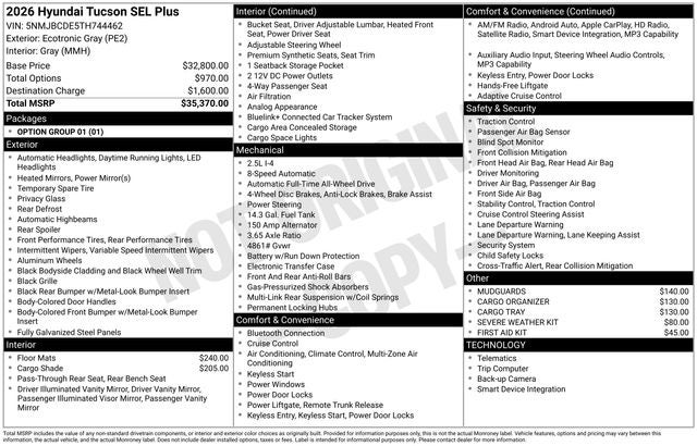 2026 Hyundai TUCSON SEL Plus AWD