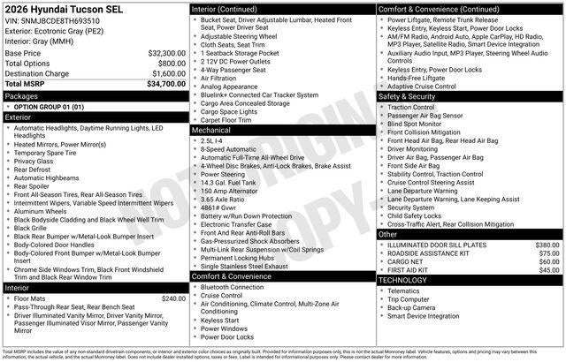 2026 Hyundai TUCSON SEL AWD