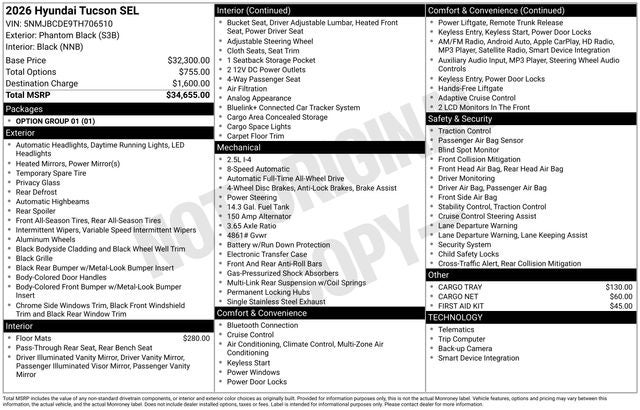 2026 Hyundai TUCSON SEL AWD