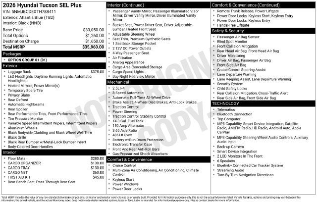 2026 Hyundai TUCSON SEL Plus AWD