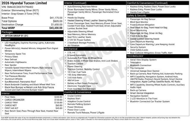 2026 Hyundai TUCSON Limited AWD