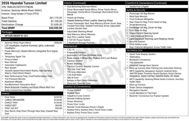 2026 Hyundai TUCSON Limited AWD