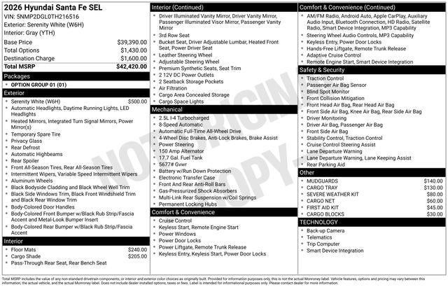 2026 Hyundai SANTA FE SEL AWD