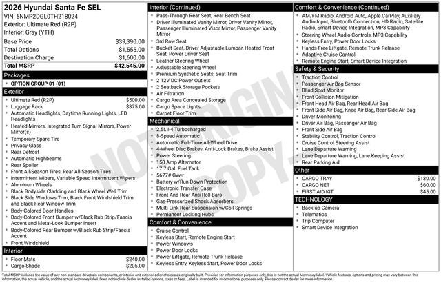 2026 Hyundai SANTA FE SEL AWD
