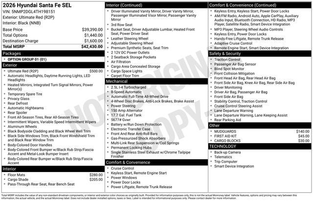 2026 Hyundai SANTA FE SEL AWD