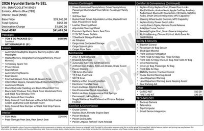 2026 Hyundai SANTA FE SEL AWD