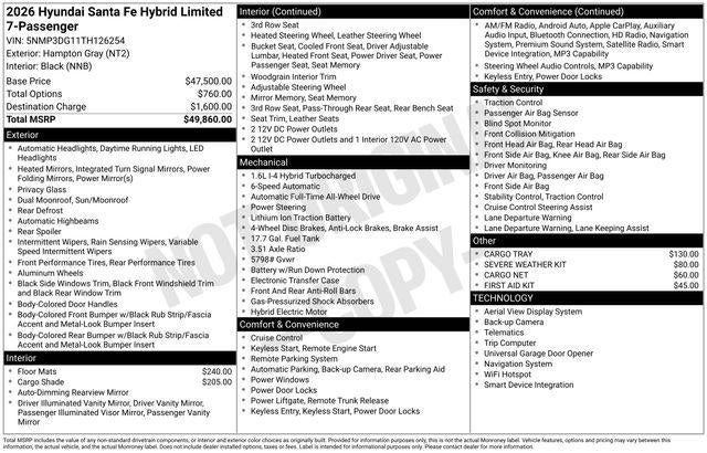 2026 Hyundai SANTA FE HYBRID Limited