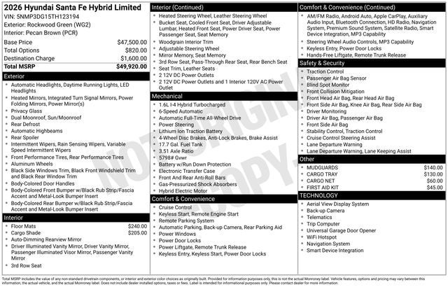 2026 Hyundai SANTA FE HYBRID Limited