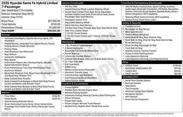 2026 Hyundai SANTA FE HYBRID Limited