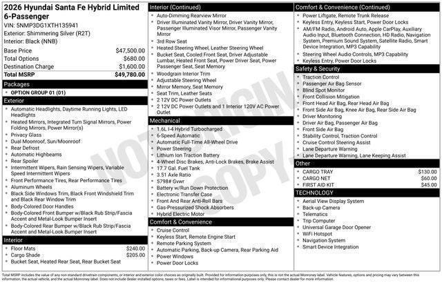 2026 Hyundai SANTA FE HYBRID Limited