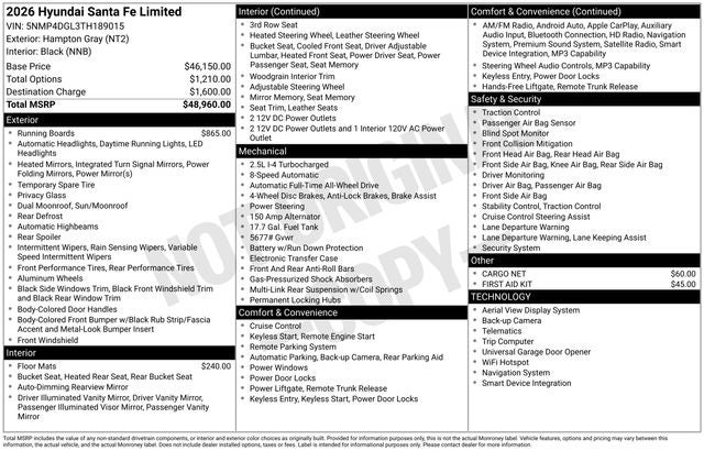 2026 Hyundai SANTA FE Limited AWD