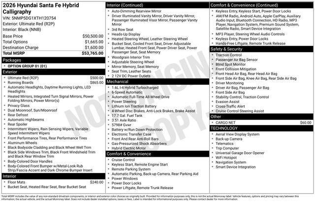 2026 Hyundai SANTA FE HYBRID Calligraphy