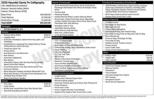 2026 Hyundai SANTA FE Calligraphy AWD