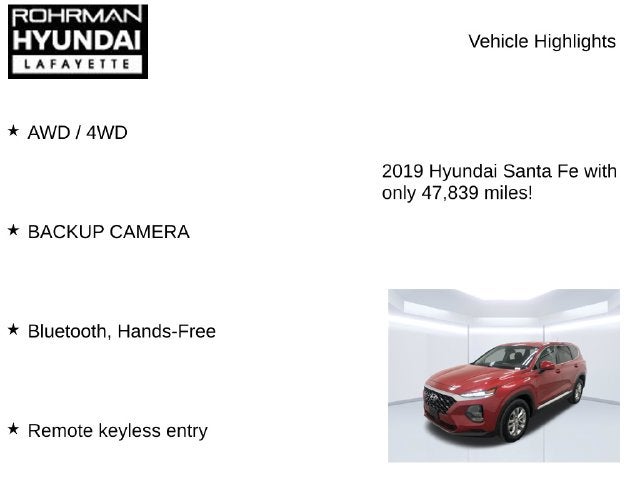 2019 Hyundai SANTA FE SE