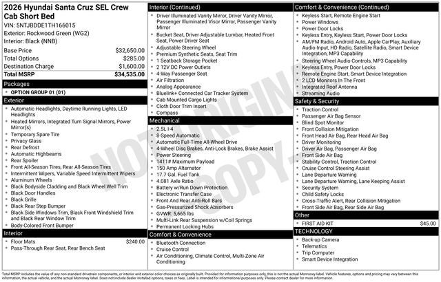 2026 Hyundai SANTA CRUZ SEL AWD