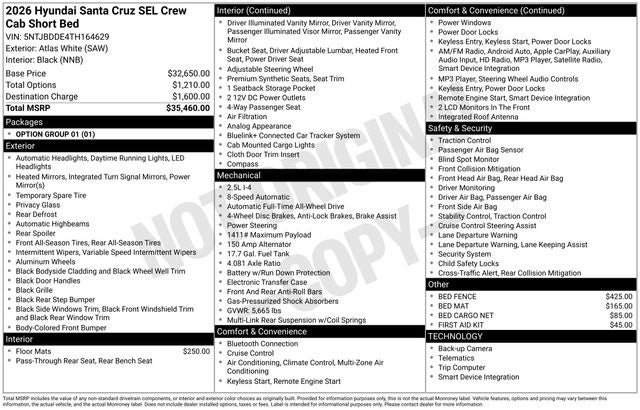 2026 Hyundai SANTA CRUZ SEL AWD