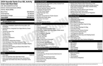2026 Hyundai SANTA CRUZ SEL Activity AWD