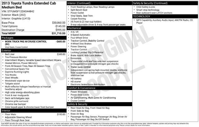 2013 Toyota Tundra Double Cab 4.6L V8 6-Spd AT (Natl)