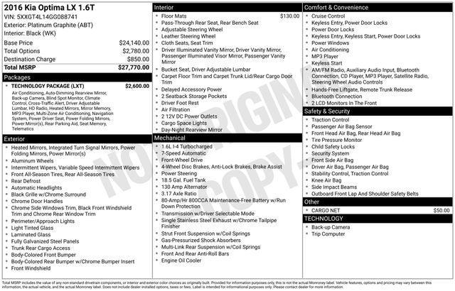 2016 Kia Optima LX Turbo