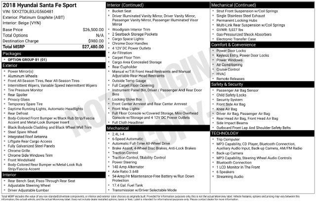 2018 Hyundai SANTA FE SPORT 2.4L