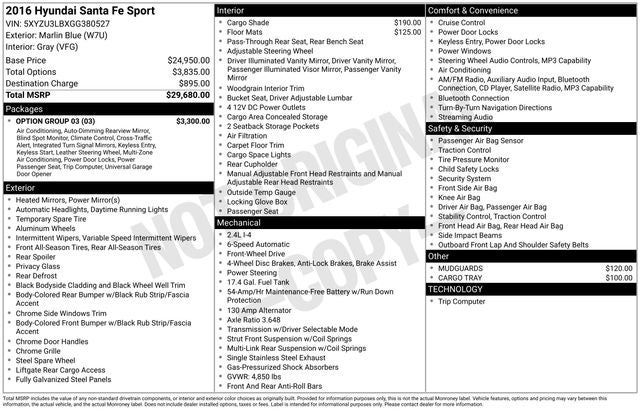 2016 Hyundai SANTA FE SPORT FWD 4Dr 2.4