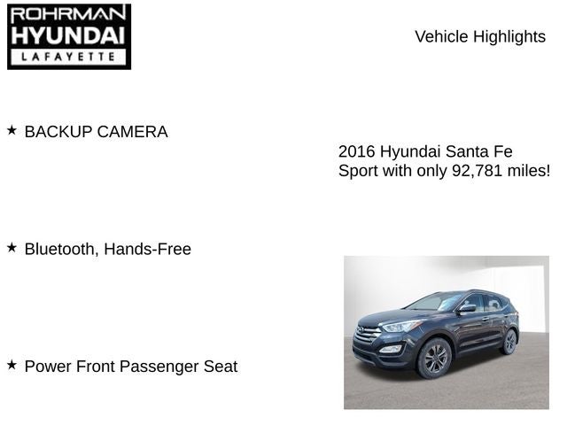 2016 Hyundai SANTA FE SPORT FWD 4Dr 2.4