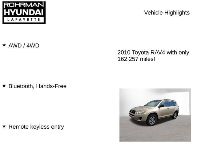 2010 Toyota RAV4 4WD 4dr 4-cyl 4-Spd AT (Natl)
