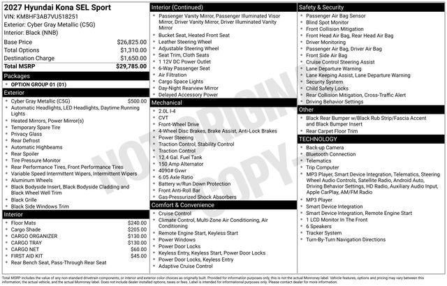 2027 Hyundai KONA SEL Sport FWD
