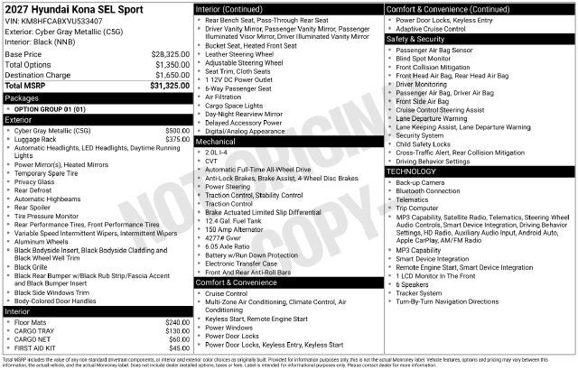 2027 Hyundai KONA SEL Sport AWD