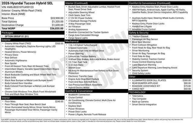2026 Hyundai TUCSON HYBRID SEL AWD