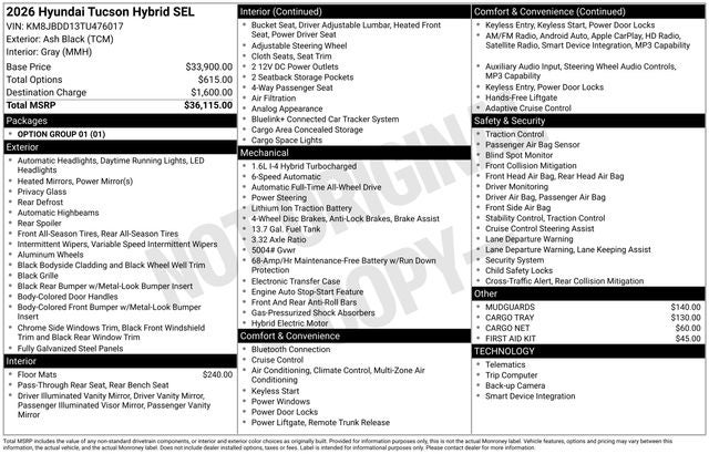 2026 Hyundai TUCSON HYBRID SEL AWD
