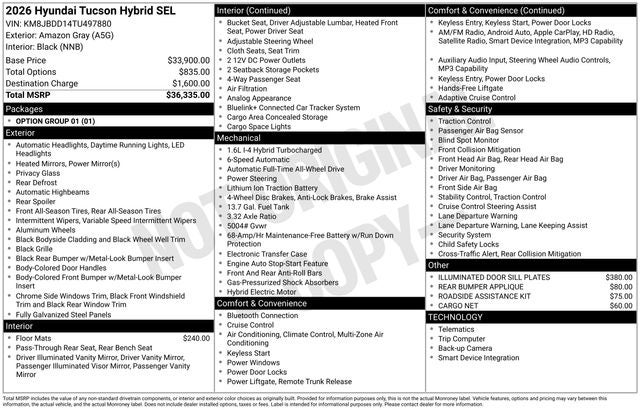 2026 Hyundai TUCSON HYBRID SEL AWD