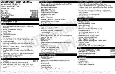 2026 Hyundai TUCSON HYBRID SEL AWD