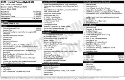 2026 Hyundai TUCSON HYBRID SEL AWD