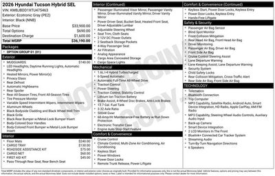 2026 Hyundai TUCSON HYBRID SEL AWD