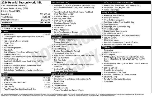 2026 Hyundai TUCSON HYBRID SEL AWD