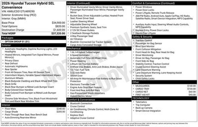 2026 Hyundai TUCSON HYBRID SEL Convenience