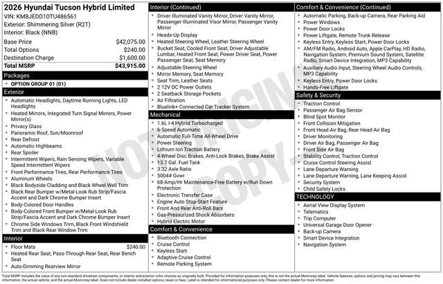 2026 Hyundai TUCSON HYBRID Limited