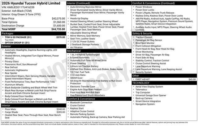 2026 Hyundai TUCSON HYBRID Limited