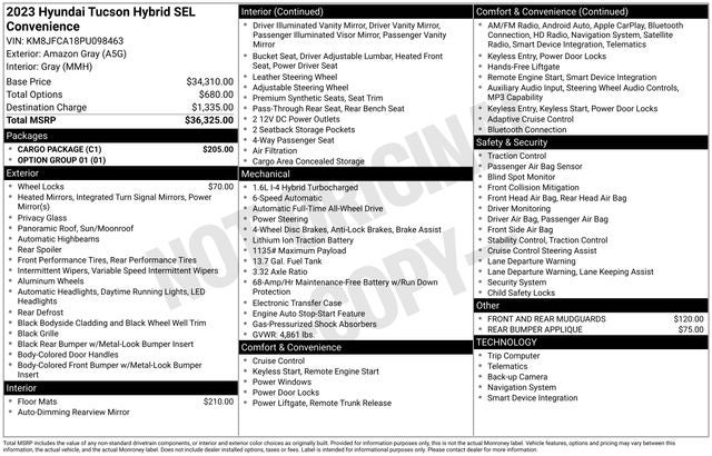 2023 Hyundai TUCSON HYBRID SEL Convenience