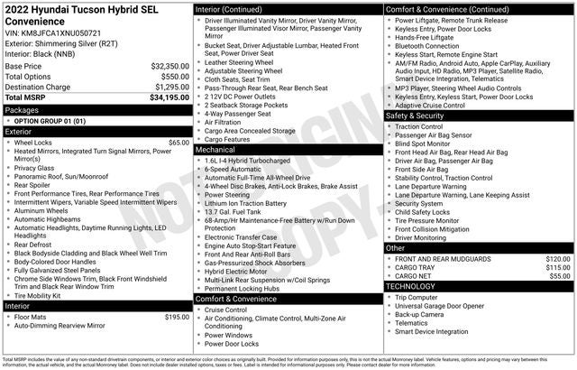 2022 Hyundai TUCSON HYBRID SEL Convenience