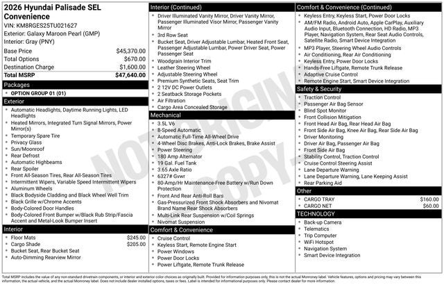 2026 Hyundai PALISADE SEL Convenience