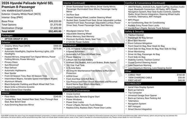 2026 Hyundai PALISADE HYBRID SEL Premium 8P